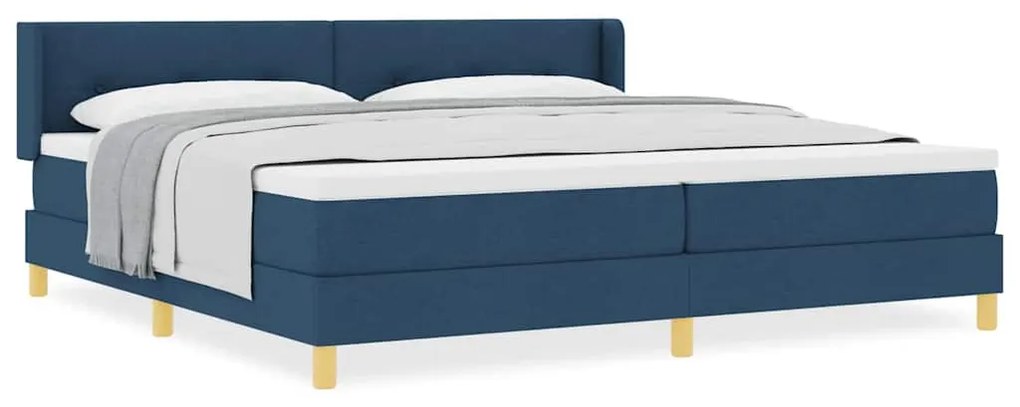 Cama Box com Colchão Azul, 200 x 200 cm, Tecido