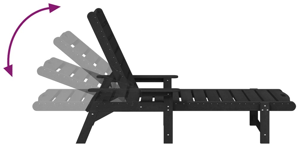 Cadeira de Sol Preta 53x162x98.5 cm HDPE