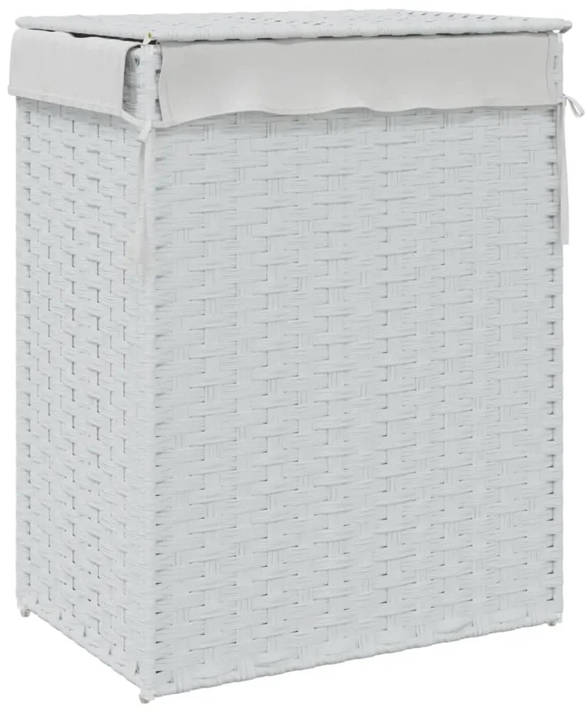 Cesto para roupa suja com tampa 46x33x60 cm vime PE branco