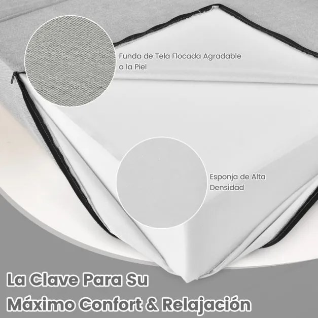 Sofá-cama dobrável 3 em 1 Colchão de espuma de densidade 3 em 1 Cobertura amovível e lavável Cama de hóspedes portátil 190 x 71 x 15 cm Cinzento