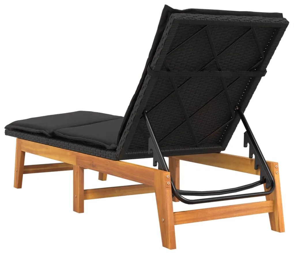 Espreguiçadeira com mesa vime PE e madeira de acácia maciça