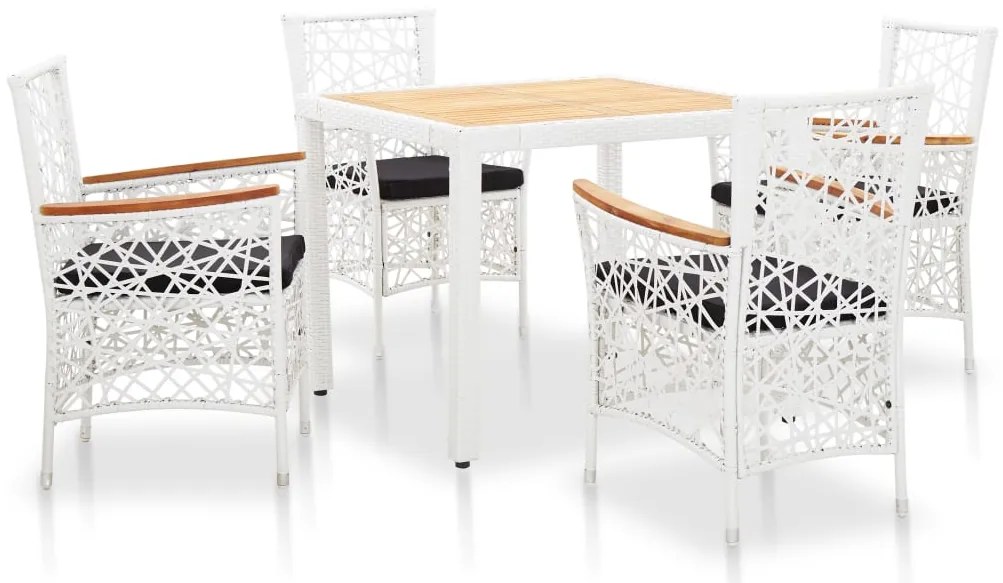 vidaXL 5 pcs conjunto de jantar para exterior vime PE branco