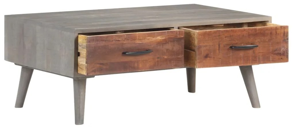 Mesa de centro 100x60x40 cm mangueira maciça áspera cinzento