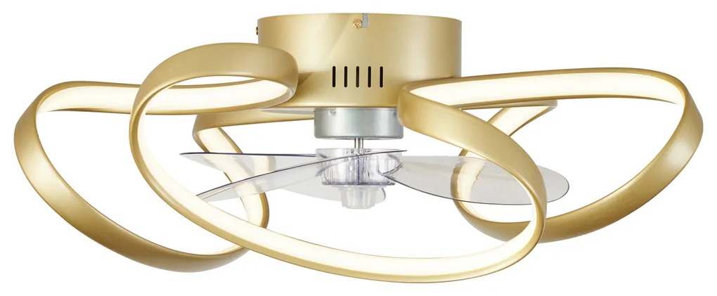 Ventilador de teto latão 55cm incl. LED regulável com controle remoto - Mandy Design