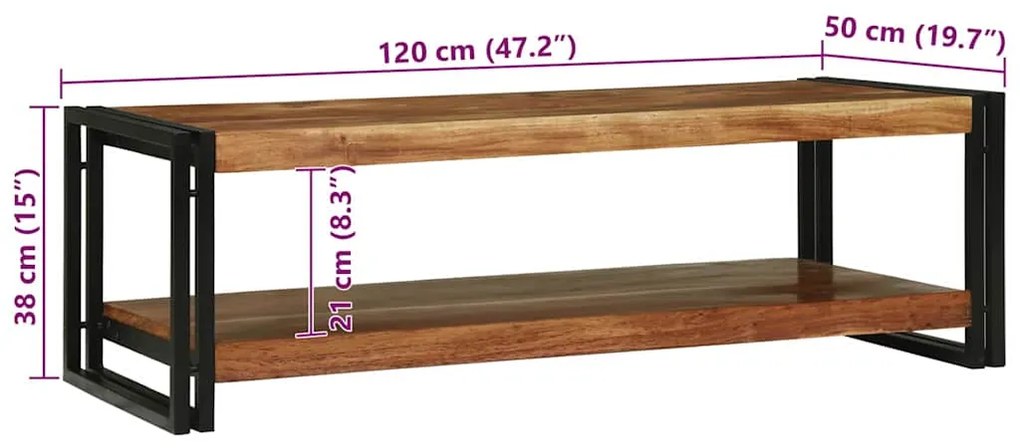 Mesa de Café 120x50x38 cm de Madeira Sólida de Acácia