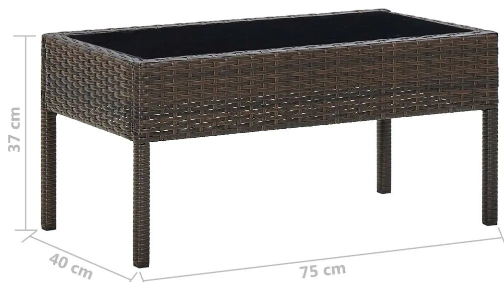 Mesa de jardim 75x40x37 vime PE castanho