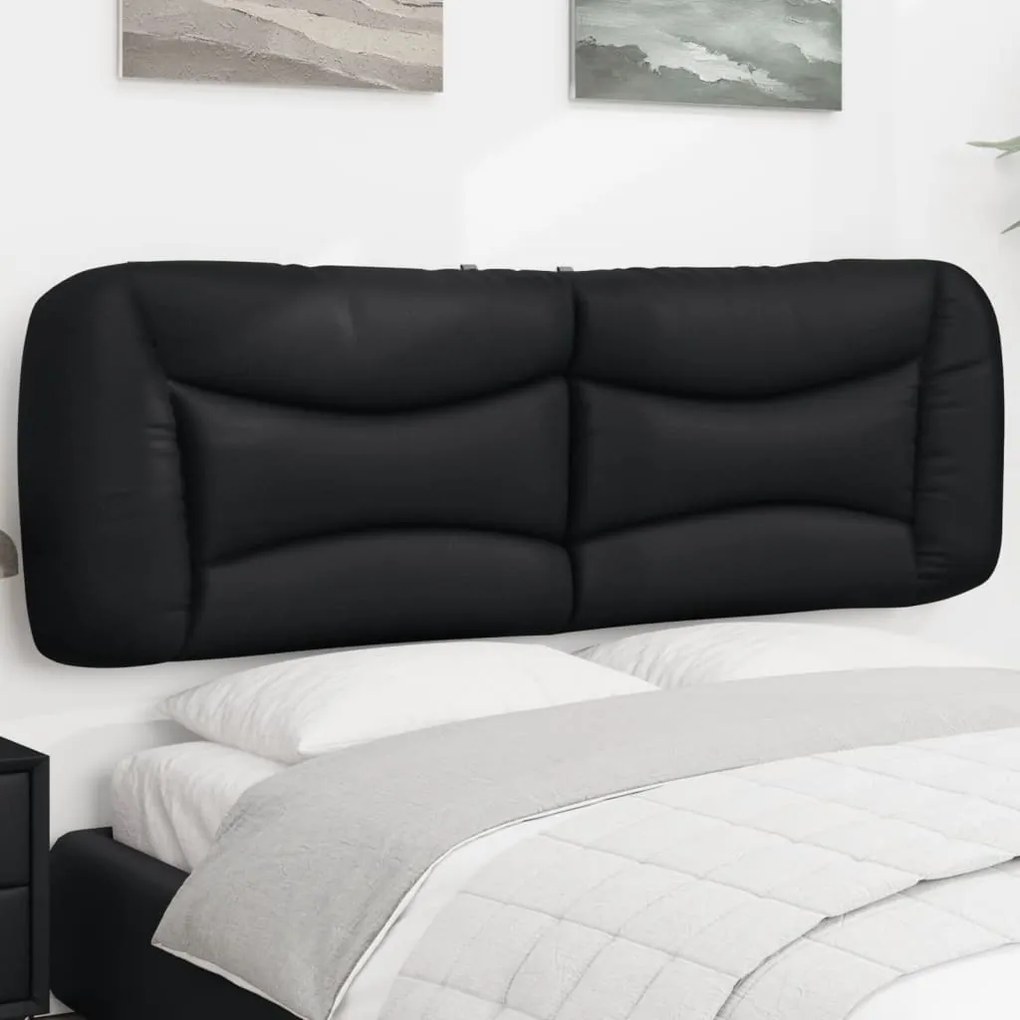 vidaXL Almofadão de cabeceira 152 cm couro artificial preto