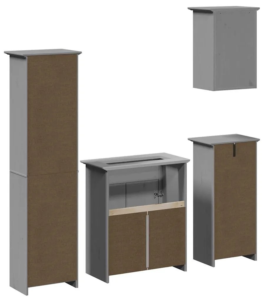 4 pcs conjunto de móveis para WC BODO pinho maciço cinzento