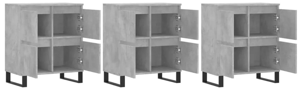 Aparadores 3 pcs derivados de madeira cinzento cimento