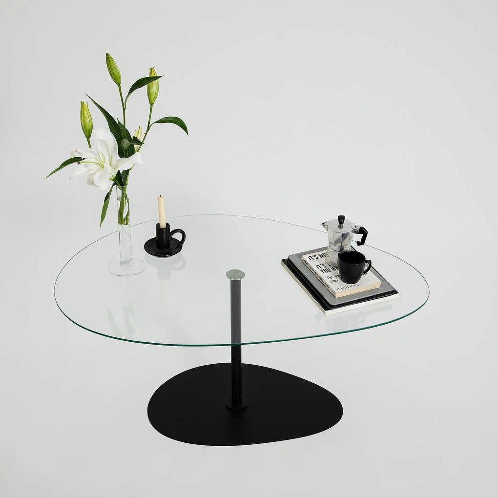 Mesa de Centro Porto – Transparente/Preto – 90x40x60 cm