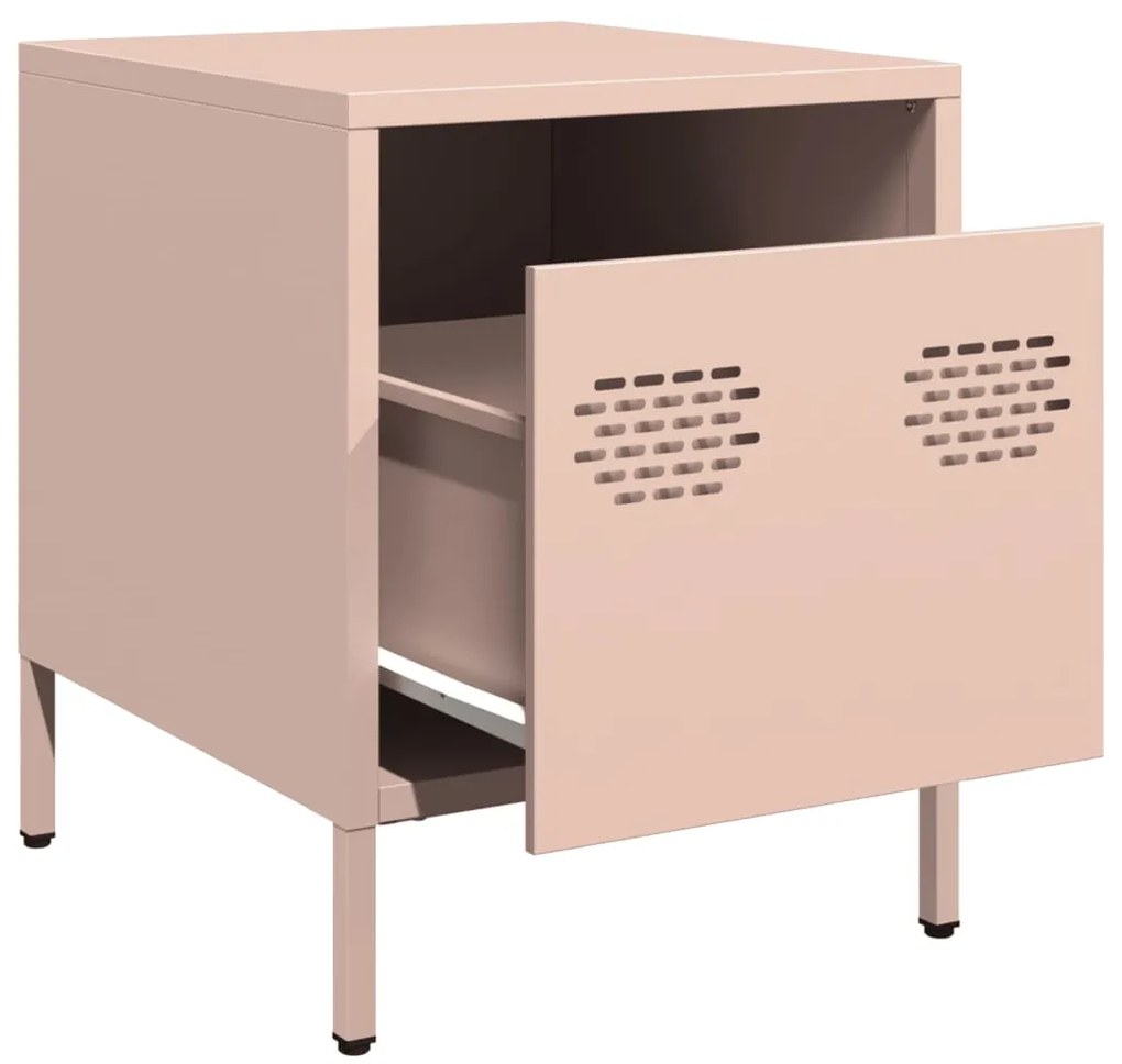Mesa de cabeceira 35x39x43,5 cm aço rosa