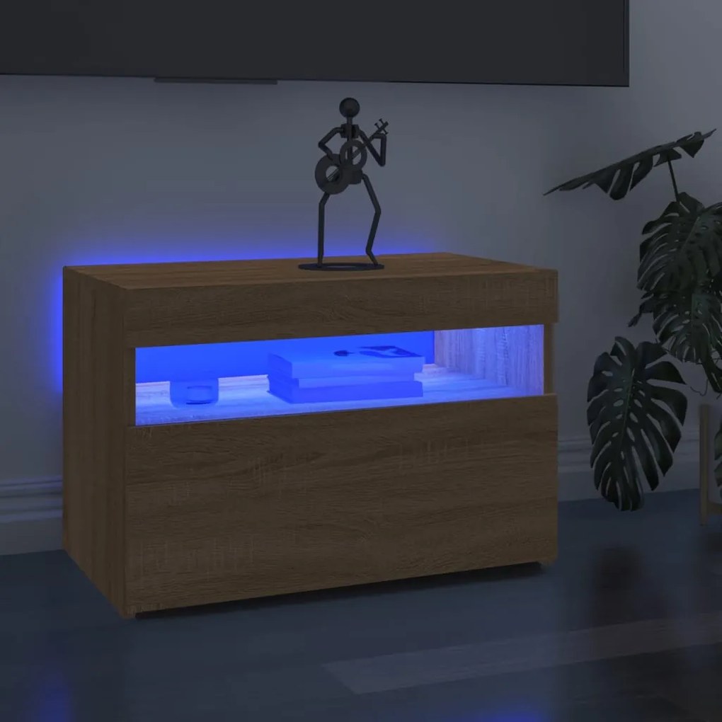 vidaXL Móveis de TV com luzes LED 2 pcs 60x35x40 cm carvalho sonoma