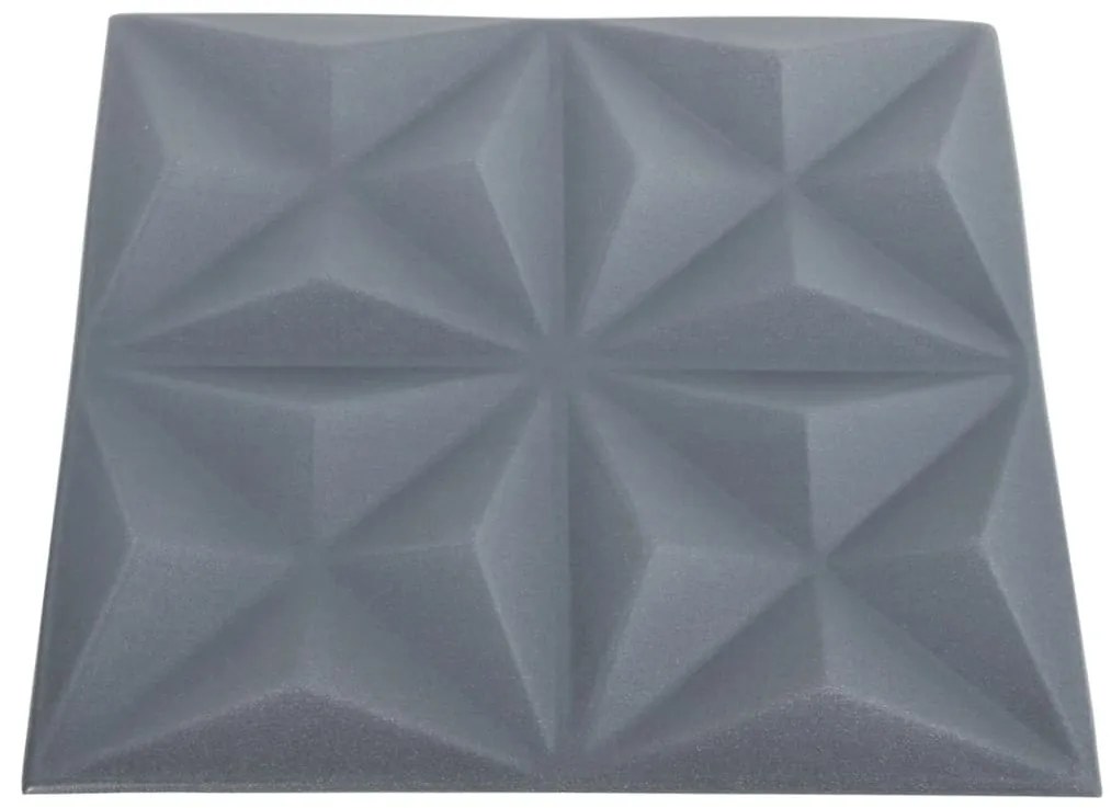 Painéis de parede 3D 48 pcs 50x50 cm 12 m² origami cinza