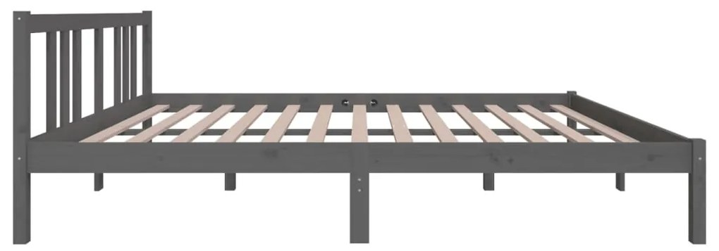 Estrutura de cama king 150x200 cm madeira maciça cinza