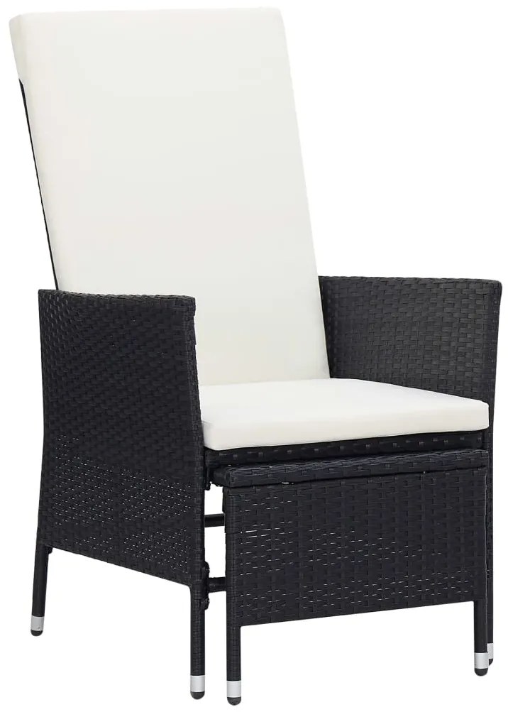 3 pcs conjunto lounge para jardim c/ almofadões vime PE preto