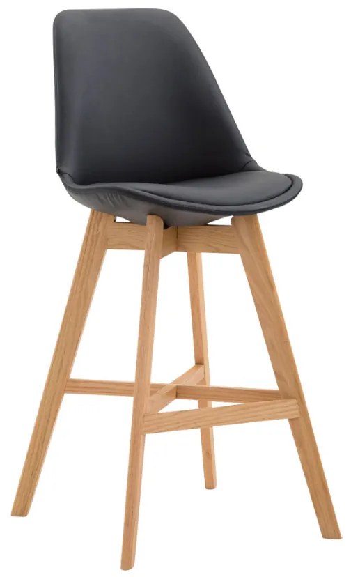 Banco de bar Cannes em couro sintético e com estrutura de Cor Natural 48 x 112 x 56 cm Preto