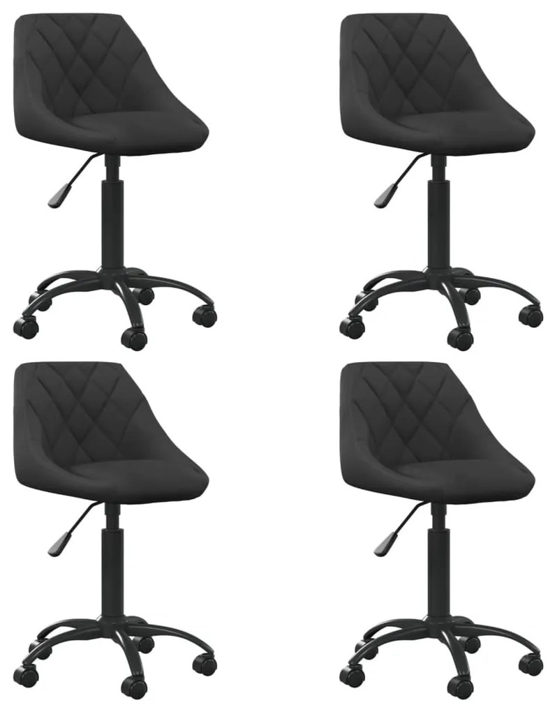 vidaXL Cadeiras de jantar giratórias 4 pcs veludo preto