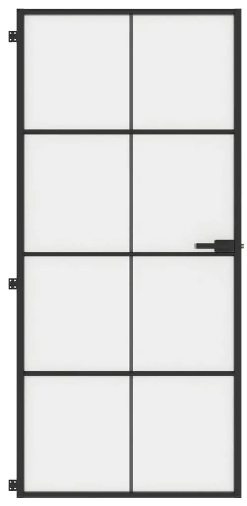 Porta interior 93x201,5 cm vidro temperado e alumínio preto
