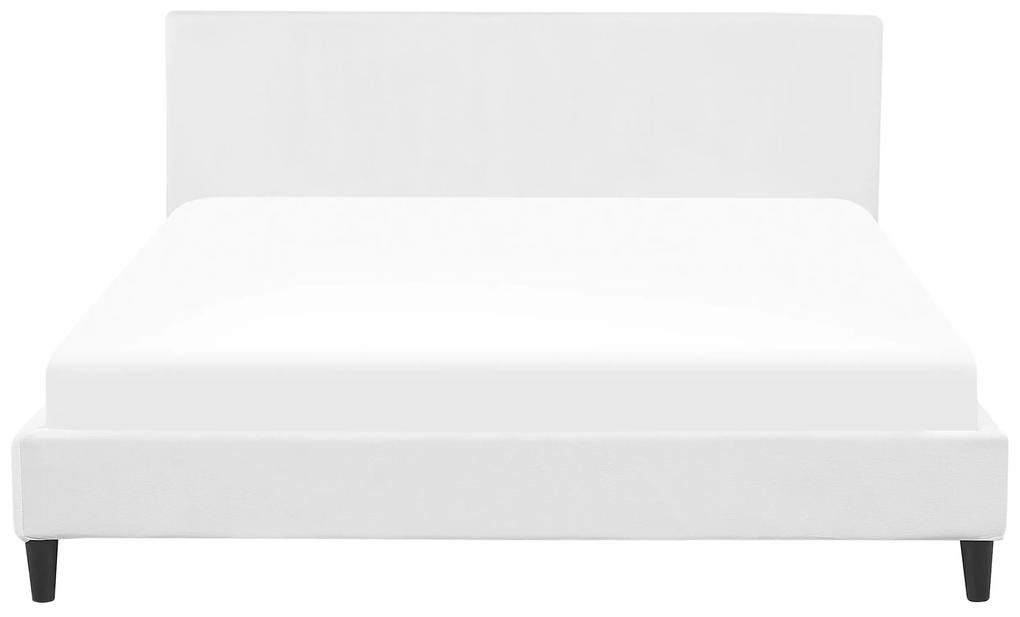 Cama de casal em veludo branco 160 x 200 cm FITOU Beliani