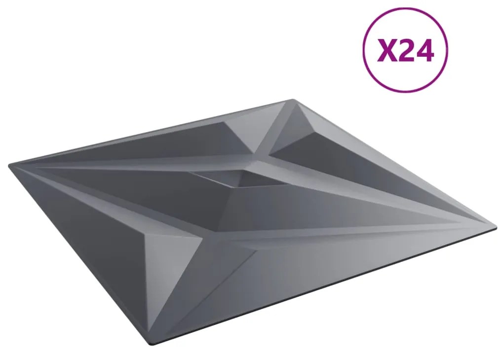 Painéis de parede 24 pcs 50x50 cm 6m² XPS estrela cinzento