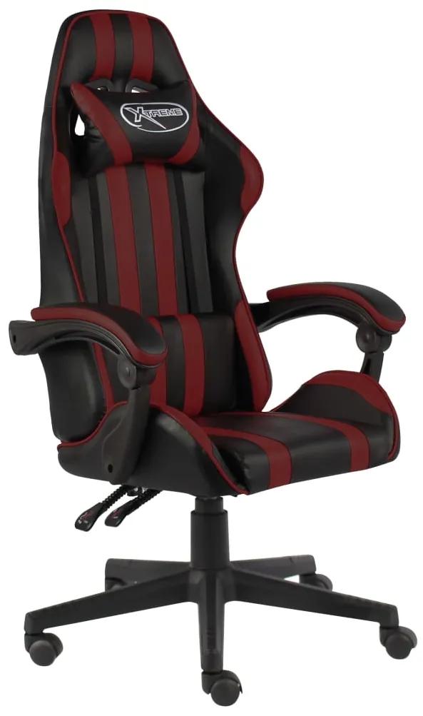 Cadeira estilo corrida couro artificial preto e vermelho tinto