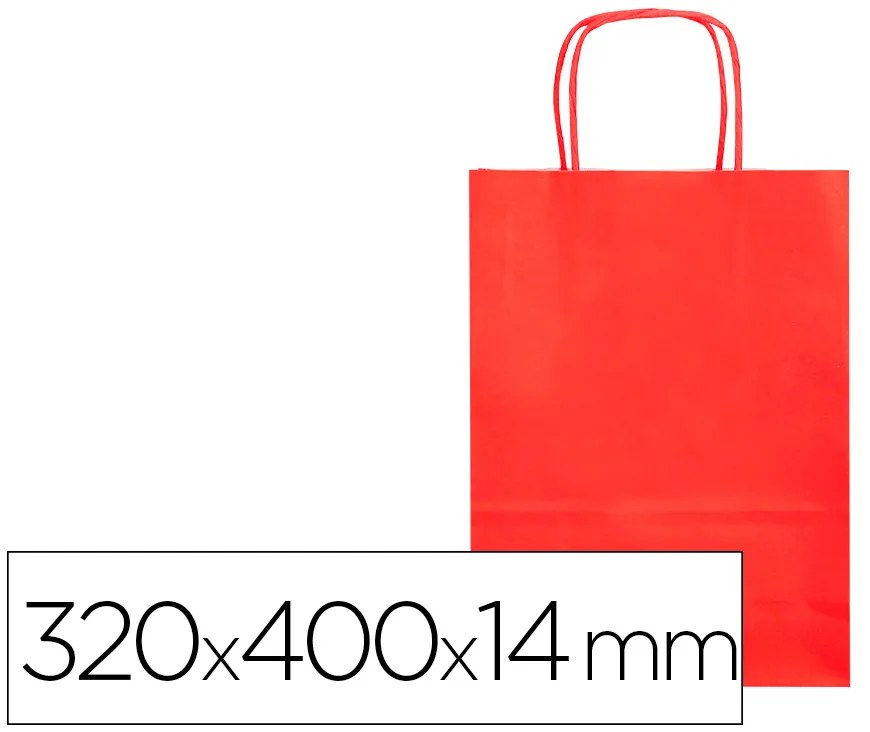 Saco de Papel Basika Celulose Vermelho L com Asa Torcida 320x400x14 mm