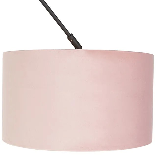 Candeeiro de suspensão com veludo rosa velho com ouro 35 cm - Blitz I preto Clássico / Antigo