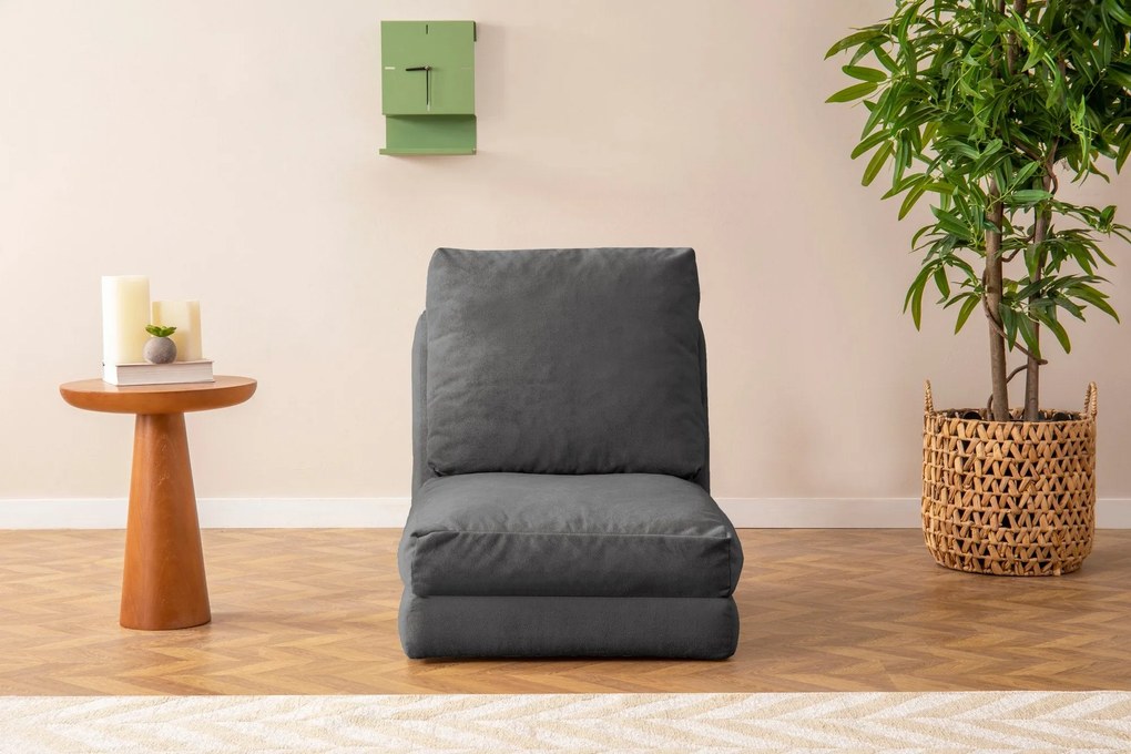 Sofá-Cama Individual Taida – Cinzento – 68x60x26 cm