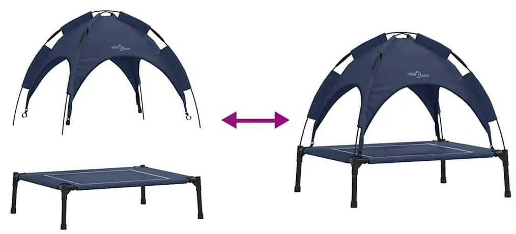 Cama Elevada para Cães Azul-marinho Tecido, Metal 71 x 64 x 71 cm