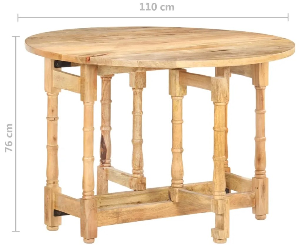 Mesa de jantar redonda 110x76 cm madeira de mangueira maciça