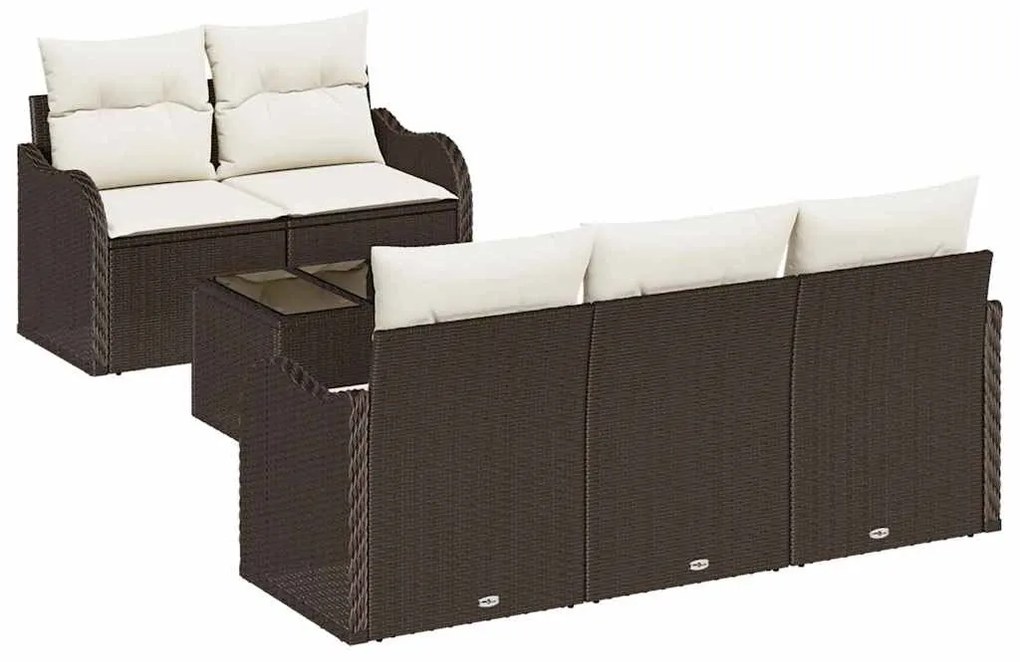 Conjunto de sofá de jardim com 6 peças e almofadas de rattan sintético