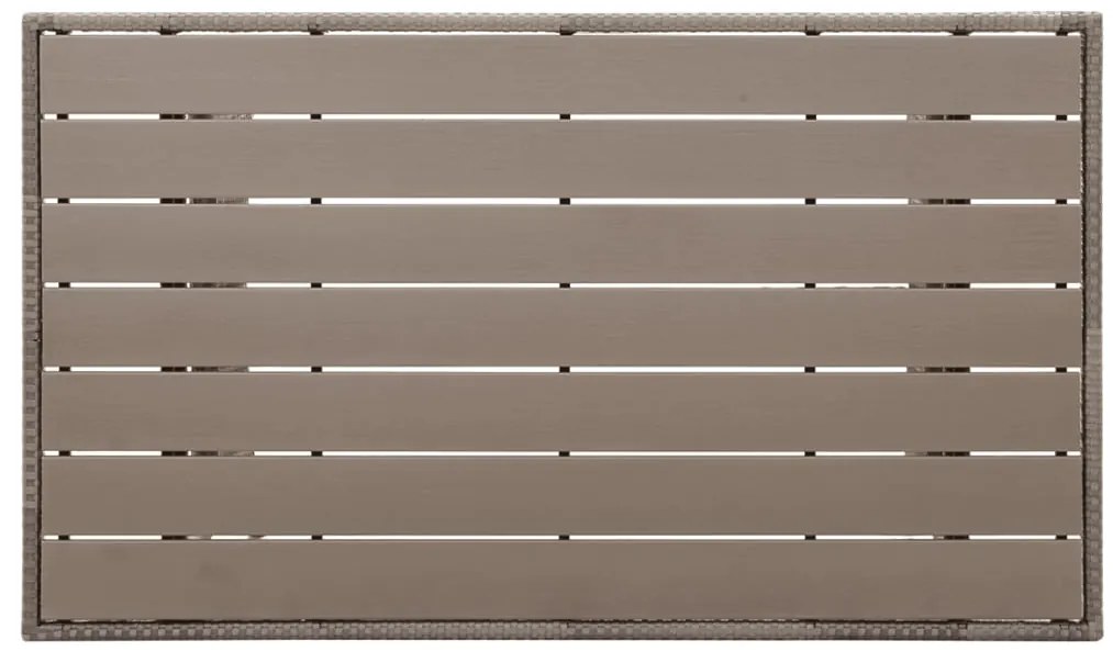 Mesa de jardim 120x70x66 cm vime PE cinzento