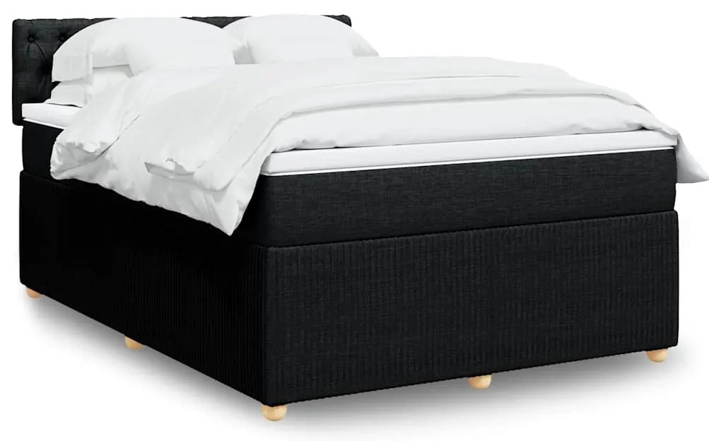 vidaXL Cama com molas/colchão 140x190 cm tecido preto