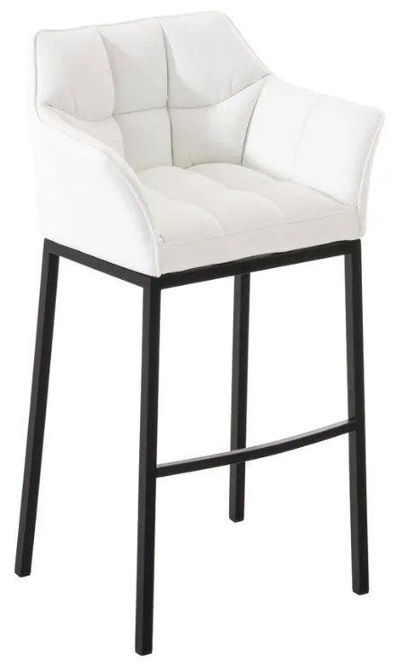 Banco de bar Damaso em couro sintético e com estrutura preta 64 x 110 x 48 cm Branco