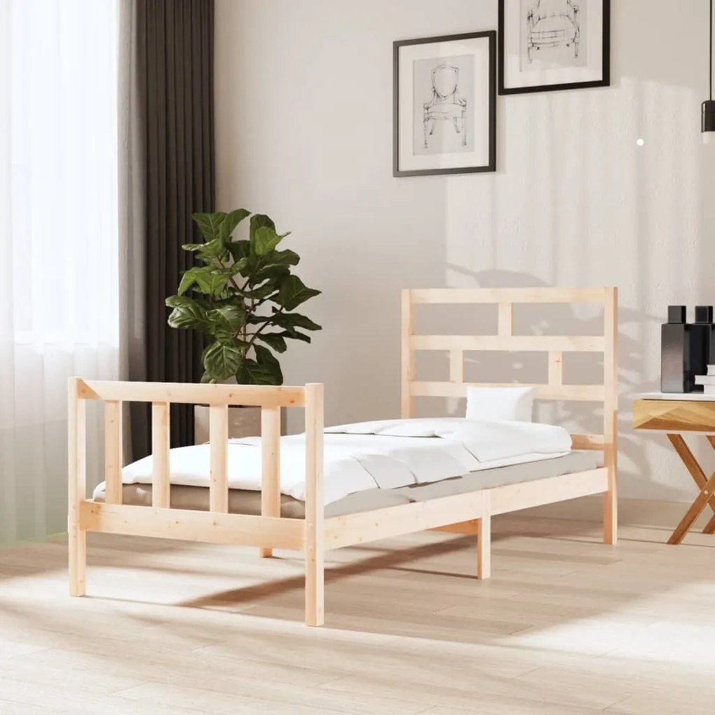 vidaXL Estrutura de cama 100x200 cm pinho maciço