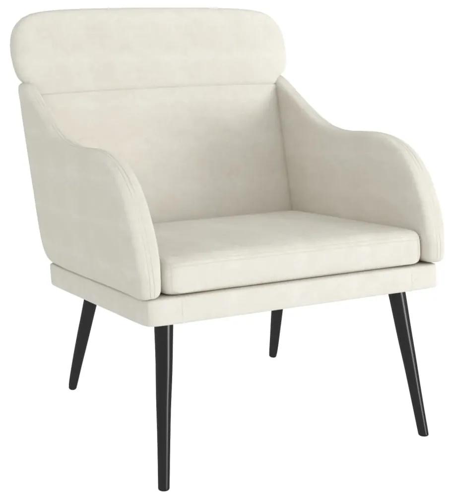 Cadeira com apoio de braços 63x76x80 cm veludo cor creme