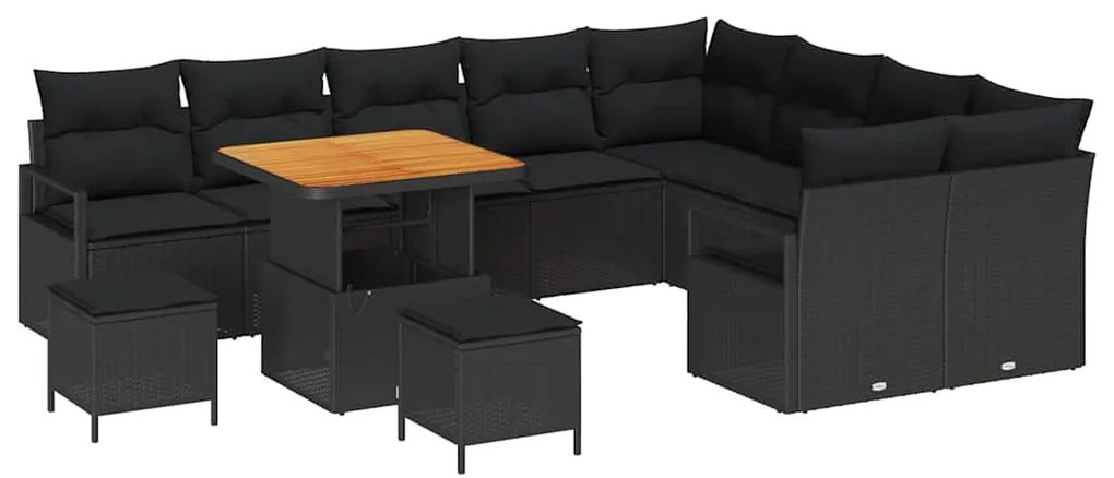 Conjunto de Sofá de Jardim com 12 Peças e Almofadas em Rattan Poliéste