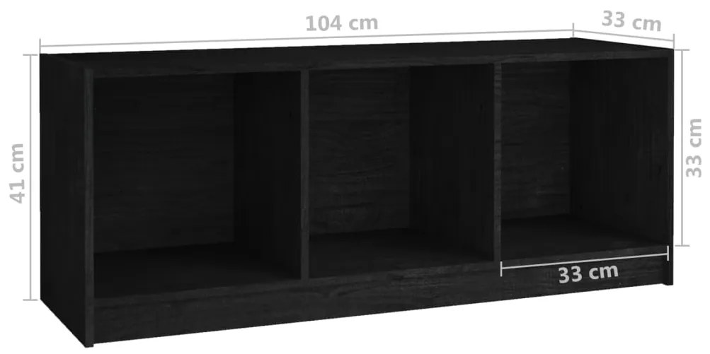 Móvel de TV 104x33x41 cm madeira de pinho maciça preto