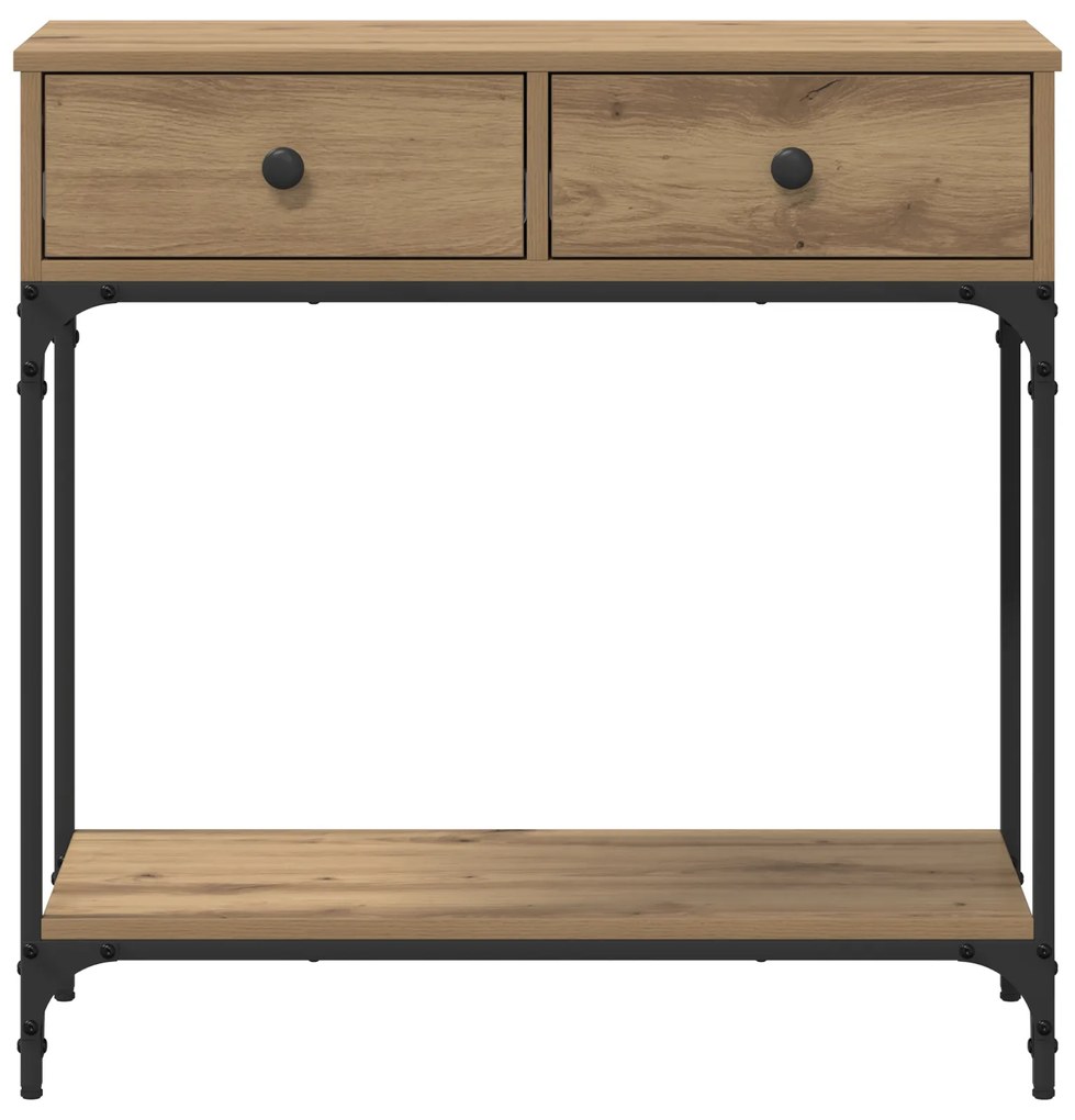 Mesa de Console Carvalho Artesanal 75x34.5x75 cm Madeira de Engenharia
