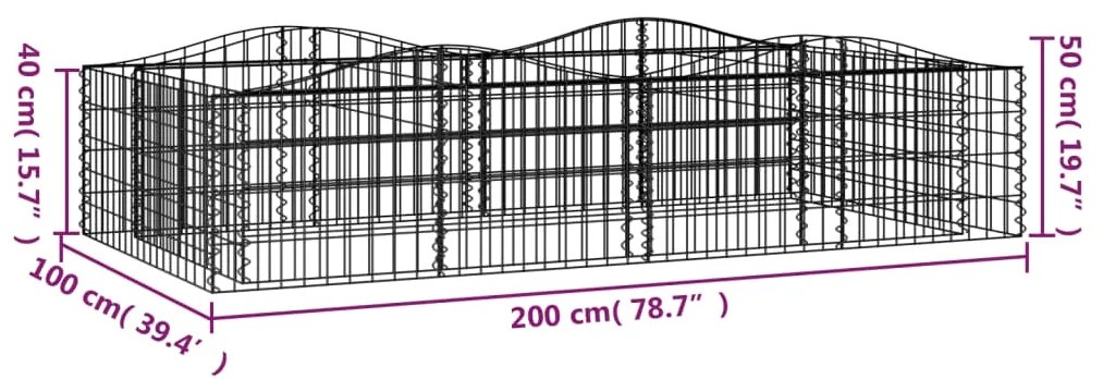 Canteiro elevado gabião arqueado 200x100x50cm ferro galvanizado