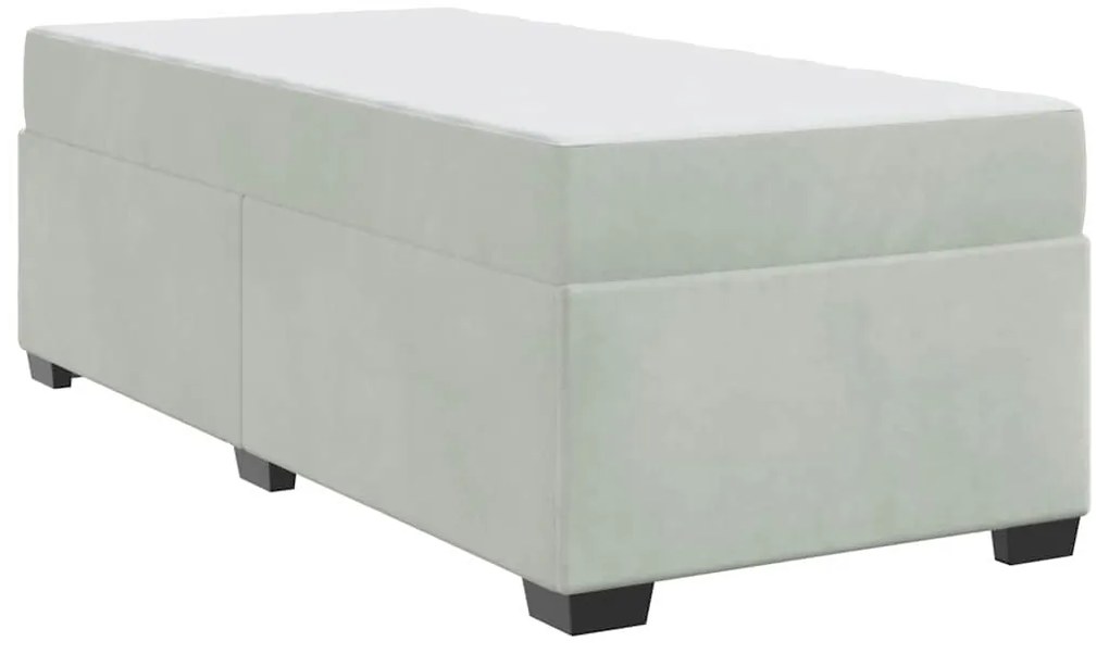 Estrutura de cama com colchão Cinzento-claro 90 x 190 cm Veludo