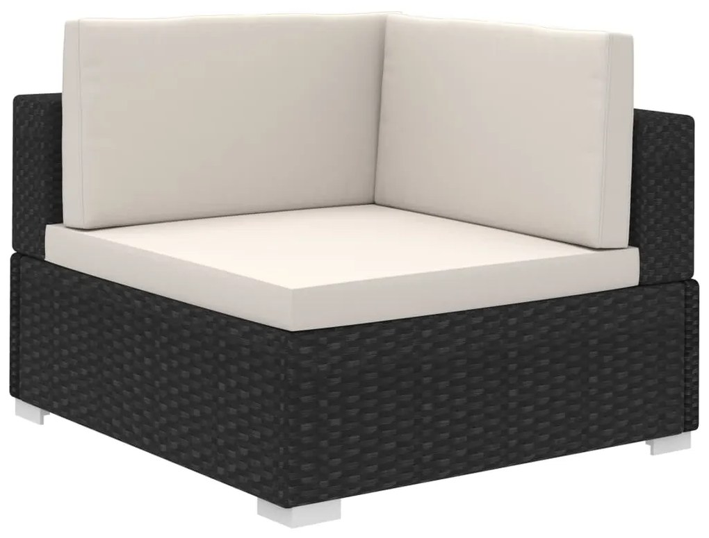 8 pcs conjunto lounge de jardim c/ almofadões vime PE preto