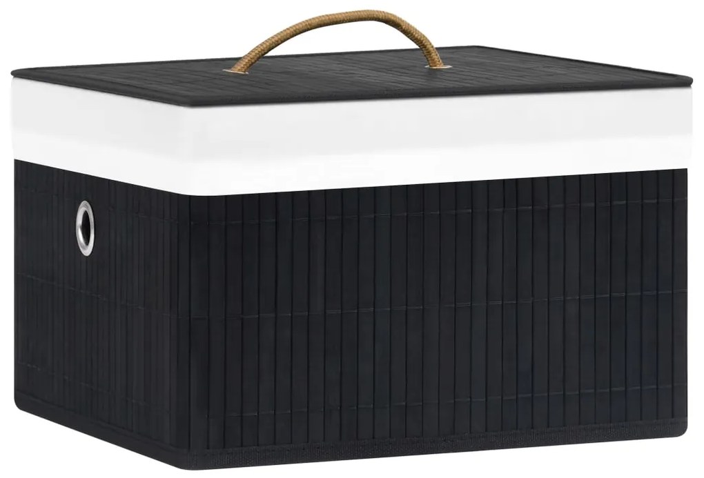 Caixas de arrumação 4 pcs bambu preto