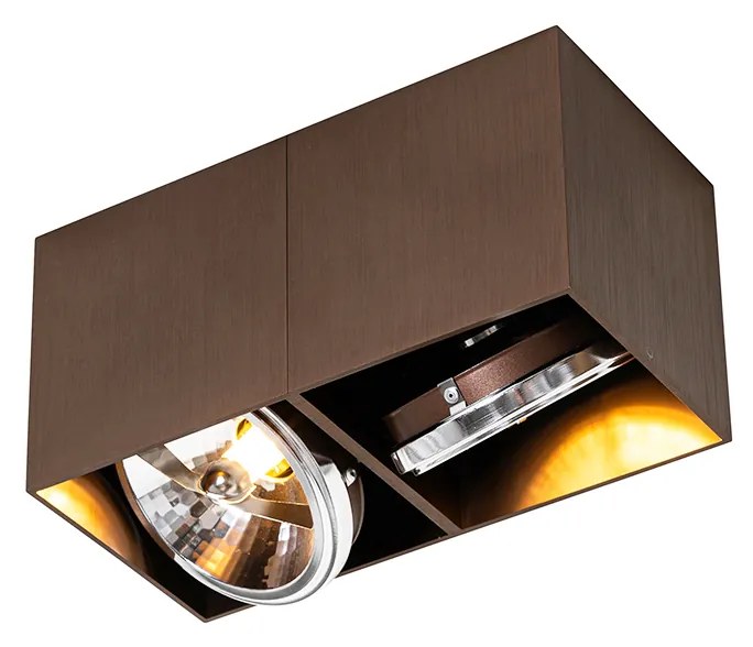Foco de teto design bronze escuro retangular 2 luzes inclinável e rotativo - Box Design