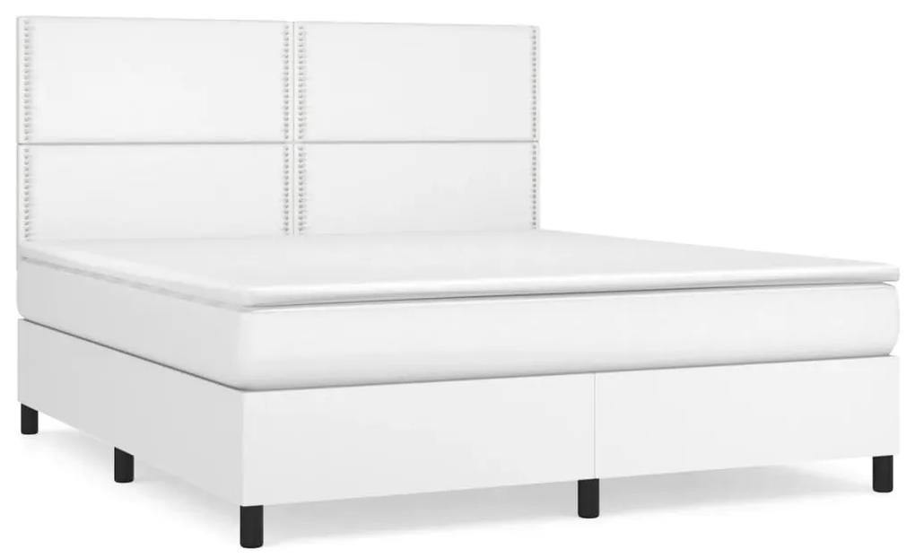 Cama com molas/colchão 180x200 cm couro artificial branco