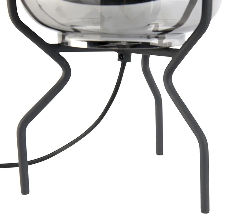 LED Candeeiro de mesa design inteligente preto com vidro fumê incl. wifi A60 - Bliss Design