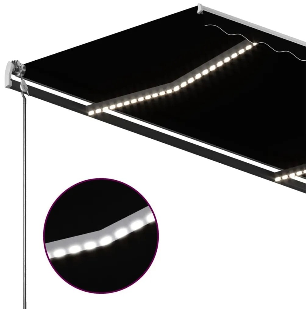 Toldo retrátil manual com LED 450x350 cm antracite