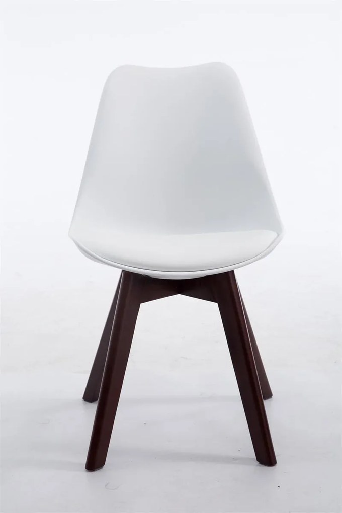 Cadeira de cozinha e sala de jantar Borneo V2 em couro sintético com estrutura em Cor Nogueira 48 x 84 x 41,5 cm Branco