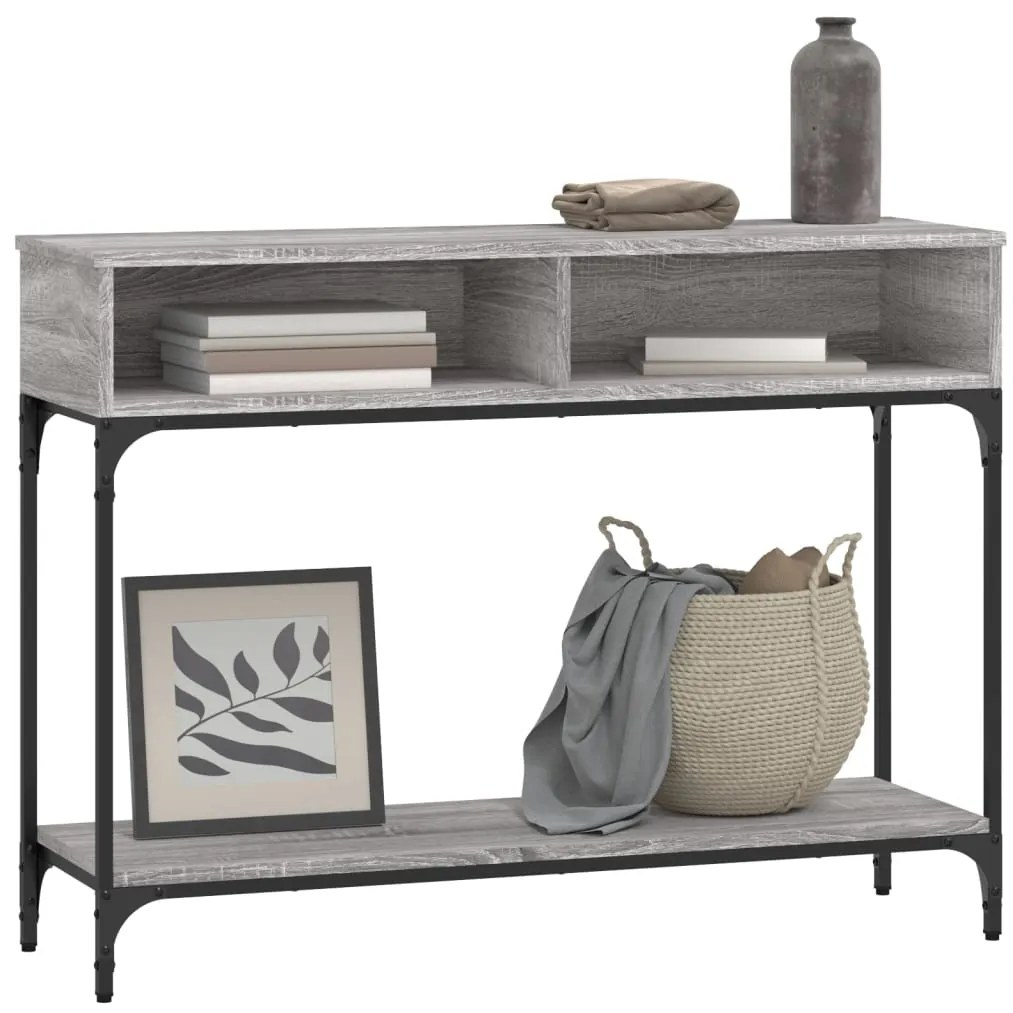 Mesa consola 100x30,5x75cm derivados de madeira cinzento sonoma