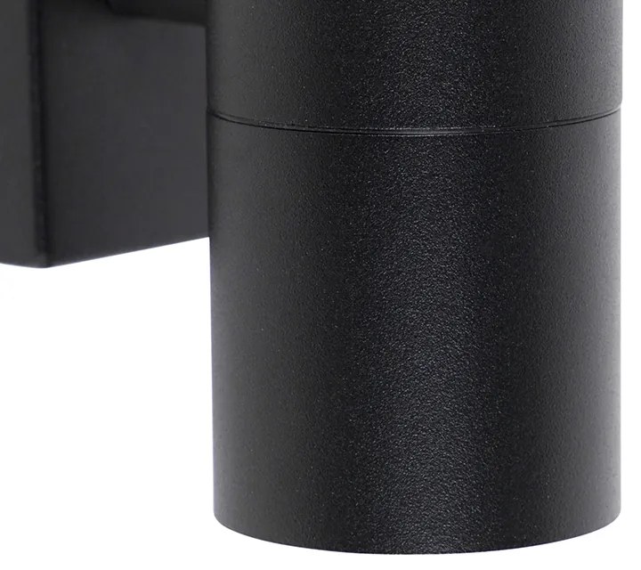 Conjunto de 2 candeeiros de parede exteriores em aço inoxidável preto IP44 - Solo Moderno